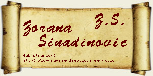 Zorana Sinadinović vizit kartica